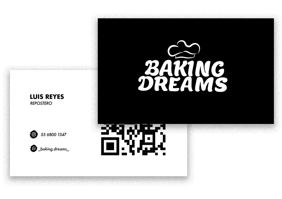 Tajetas de presentación para la marca Baking Dreams