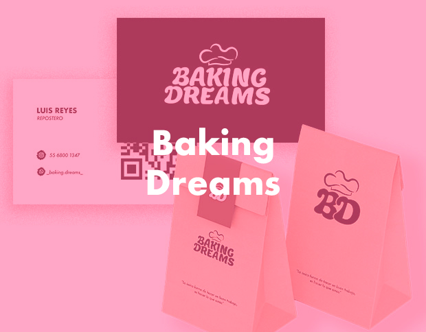 Mock-ups de la marca Baking Dreams