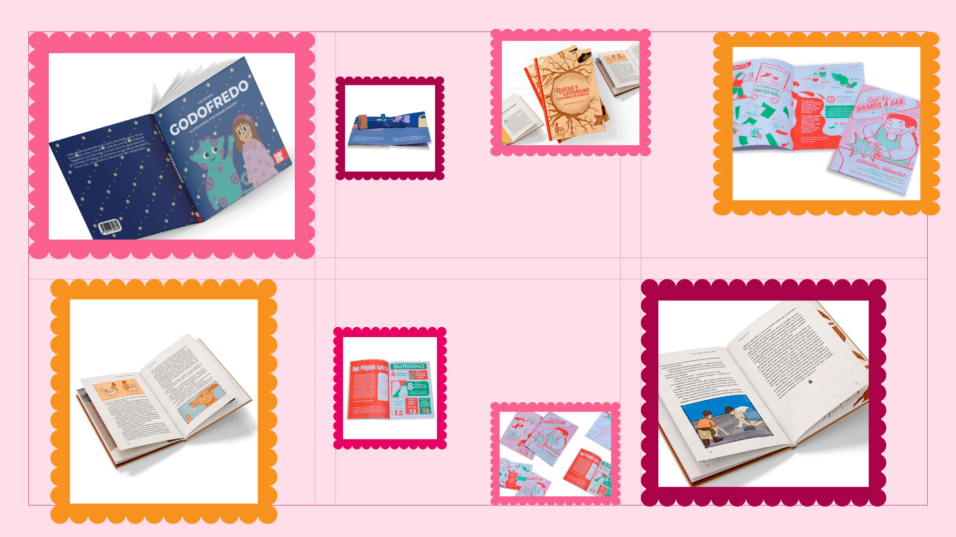 Collage de imagenes de proyectos editoriales